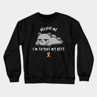 Multiple Sclerosis Warrior Cat With Awareness Ribbon Crewneck Sweatshirt